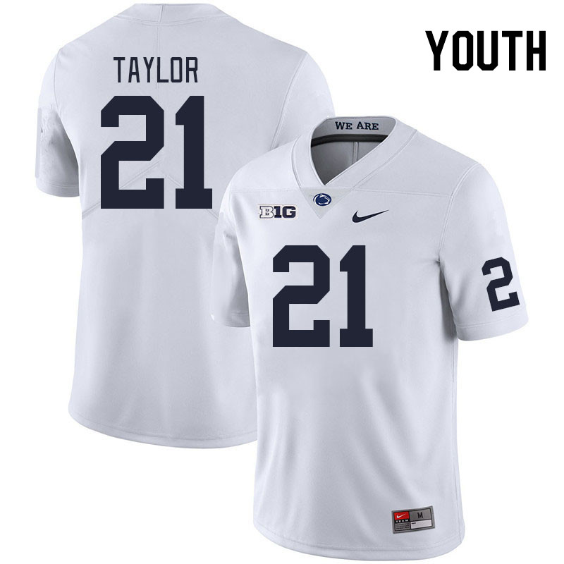 Youth #21 Carmelo Taylor Penn State Nittany Lions College Football Jerseys Stitched Sale-White